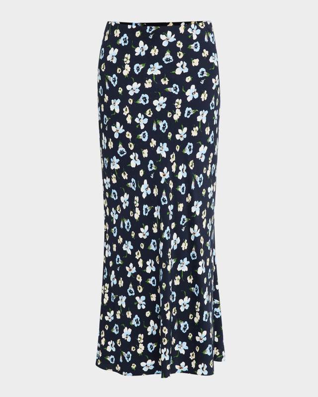 Clover Floral Stretch-Silk Skirt